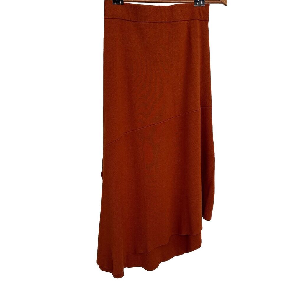 HOUSE OF HARLOW 1960 Knit Asymmetrical Maxi Skirt Orange Side Slit Size Small